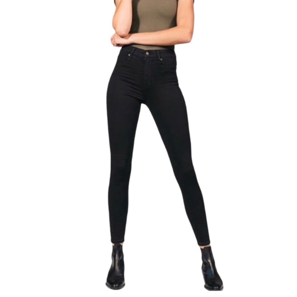 NWT Abercrombie & Fitch High Rise The Skinny Black Washed Jean Legging 27/4R